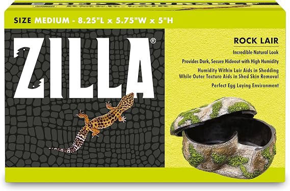 Zilla Rock Lair Naturalistic Hide for Snakes and Lizards, Medium | Reptile humid hide, retains humidity for shedding and egg-laying, textured exterior aids skin sloughing