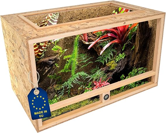 ITA Turtle Terrarium 120 x 60 x 60 cm with Open Roof and Integrated Hygrometer - Wooden Terrarium Made of OSB-3 Panels - Terrariums for Turtle and Other Animal Species - EU Product