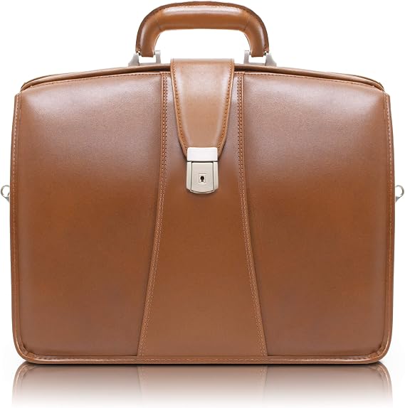 Mcklein USA Harrison, Top Grain Cowhide, 17" Leather Partners Laptop Briefcase, Brown