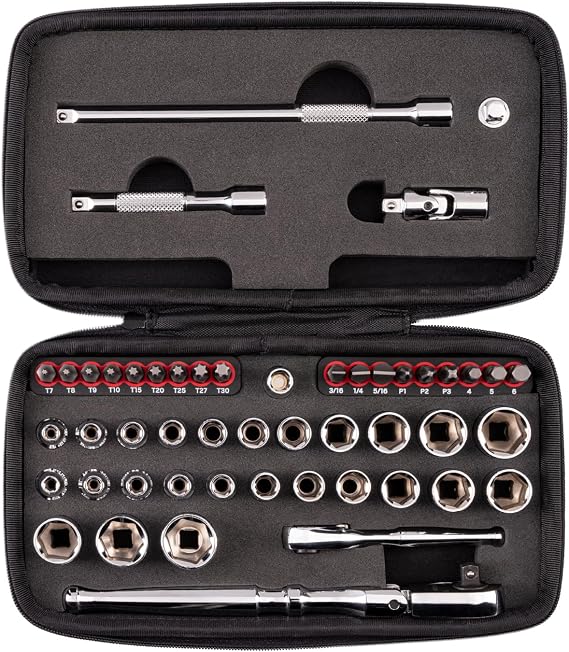 TEKTON 1/4 Inch Drive 6-Point Small Engine Socket Set, 50-Piece | SKT07904