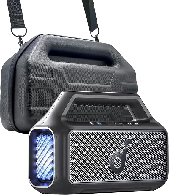 ENCASED Carrying Case for Anker Soundcore Boom 2 Outdoor Speaker, Hard Shell Protective EVA Cover with Handle and Shoulder Strap (Black)