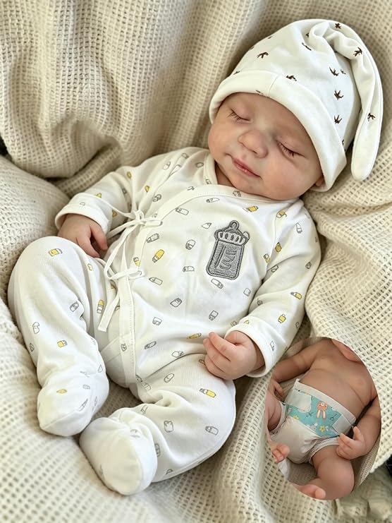 Anano Lifelike Realistic Full Body Silicone Reborn Baby Girls 18 Inch Real Life Newborn Baby Dolls Girls, Look Like Real Full Body Reborn Baby Girls, Sleeping Reborn Doll Babies