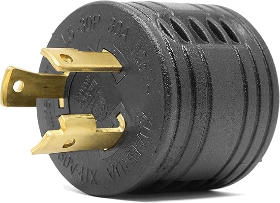 WEN GNA030, NEMA L5-30P Twist-Lock Power Plug to TT-30R Ready Outlet 120V 30-Amp 3600-Watt Generator to RV Adapter, Black