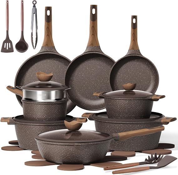 CAROTE 26pcs Pots and Pans Set, Nonstick Cookware Sets