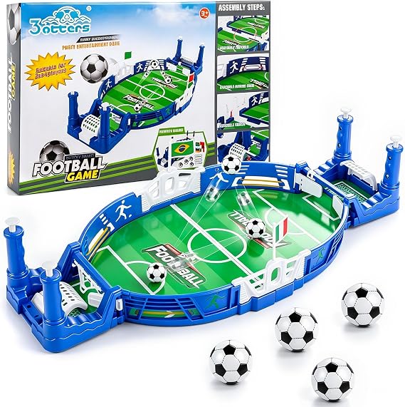 3 Otters Soccer Board Game for Kids, Mini Foosball