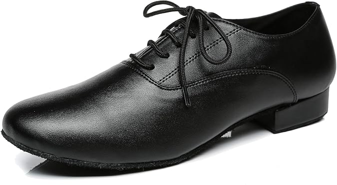 Minishion Dancing Shoes for Men 1" Standard Heel Leather Ballroom Dance Shoes