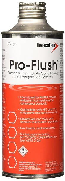 DiversiTech PF-16 Pro Flush Flushing Solvent for Air Conditioning and Refrigeration Systems, EPA SNAP Compliant, 16 oz, Clear