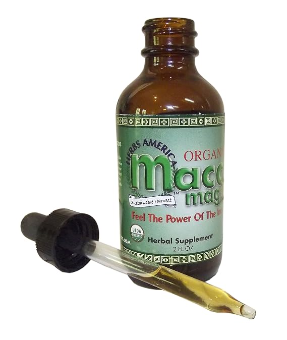Maca Magic USDA Organic Maca Extract Glass Bottle with Glass Dropper (2 oz)