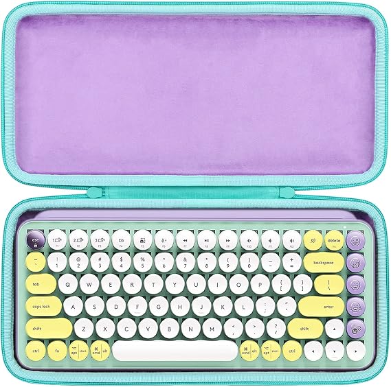 co2CREA Hard Case Replacement for Logitech POP Keys Mechanical Wireless Keyboard, Purple Case + Daydream Mint Zipper
