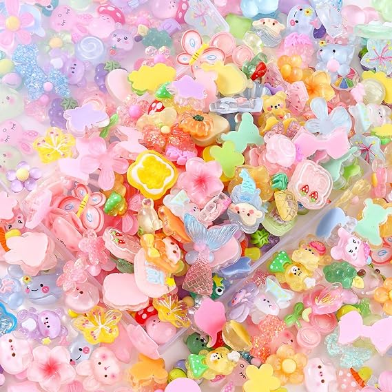 50 Pieces Mixed Slime Charms Set,Cute Resin Flatback Beads Making Kit,Slime Charm Making Ornaments Supplies for DIY Crafts,Scrapbooking,Phone Charm Crafting (Style-C)