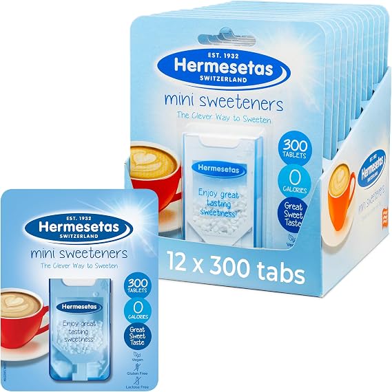 Hermesetas Mini Sweeteners 12 x 300 Tablets – Zero Calorie Sugar Free Pocket Size Dispenser