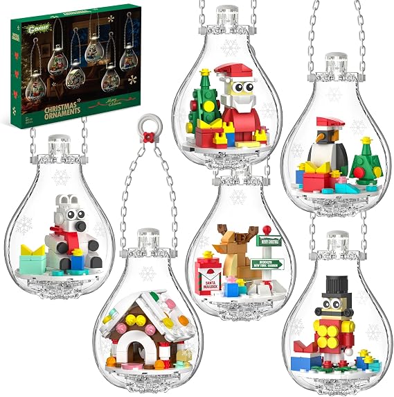 Christmas Ornaments 2026 Building Set, Crafts for Christmas Tree with Light | Xmas and Thanksgiving Holiday for Gifts, Gingerbread Houses, Santa, Reindeer, Polar Bears, Soldiers and Penguin (647 Pcs)