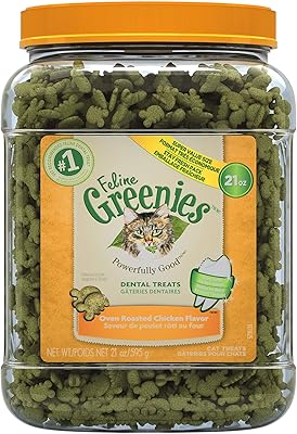 Greenies FELINE Natural Dental Care Cat Treats, 21 oz. Tub
