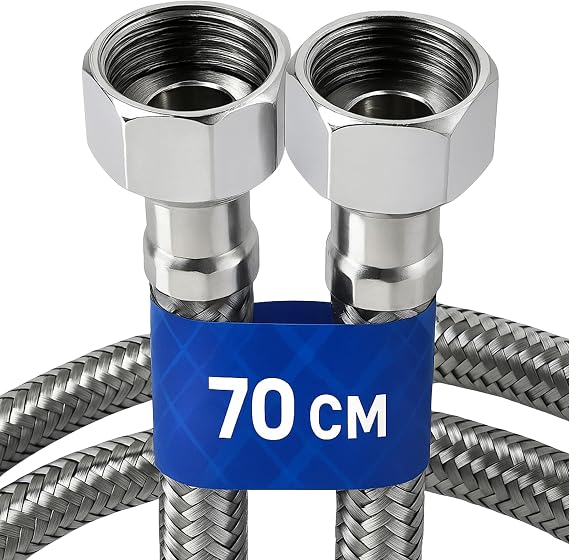 1 Piece 70cm Stainless Steel Braided Flex Hose – 3/8"x3/8" Toilet Seat and Drain Faucet Connection Hose, High Durable and Leak Proof