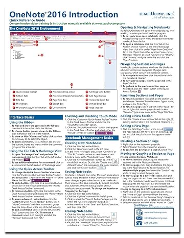 Microsoft OneNote 2016 Introduction Quick Reference Training Tutorial Guide (Cheat Sheet of Instructions, Tips & Shortcuts - Laminated Card)