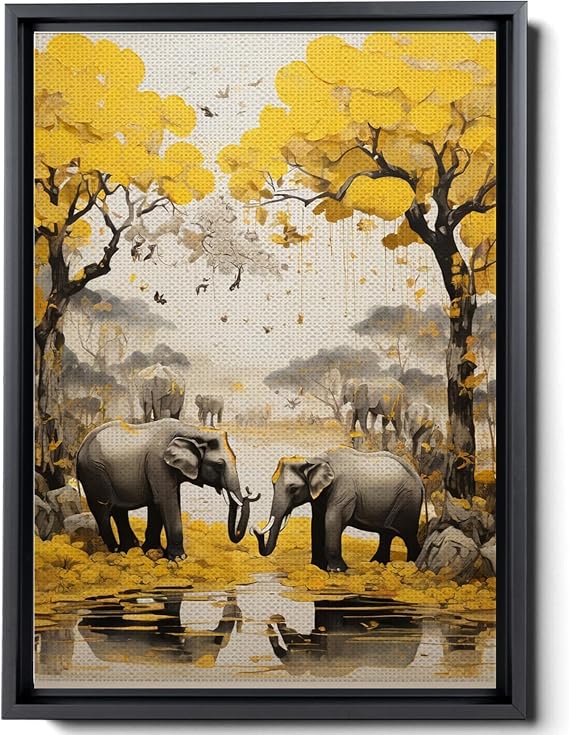Abstract Yellow Tree On Canvas, Deer Painting, tree painting, Spring Decor, Deer Print, Forest Animal Wall Art, Golden Tree Landscape Painting on Canvas, Modern Art, Arts
