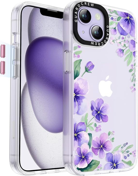 for iPhone 14 Case, Violet Clear Shockproof Phone Case