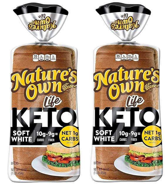 Nature's Own Keto Bread: Your Essential Low-Carb Partner - No Preservatives, No HFCS - 1g Net Carbs - Elevate Your Keto Lifestyle (Pack of 2)