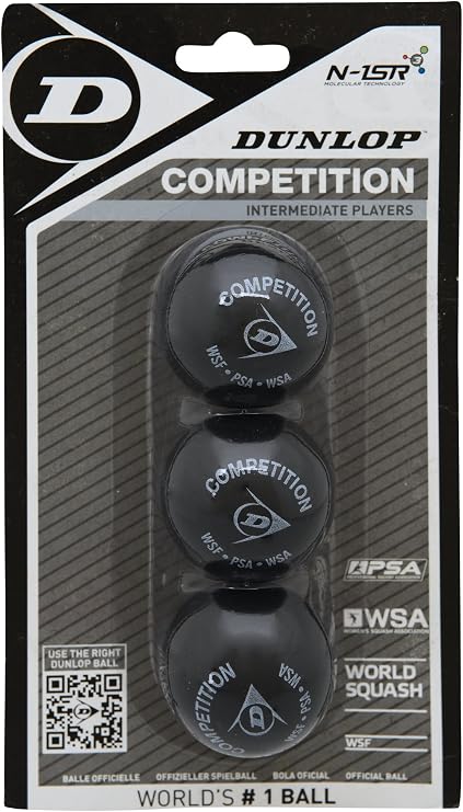 DUNLOP Squash Balls Competition Yellow, for Beginners and Advanced Players