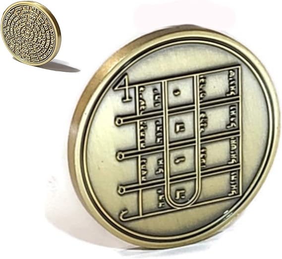 King Solomon Seal Coin Talisman Kabbalah 72 Names of God First Pentacle of The Moon