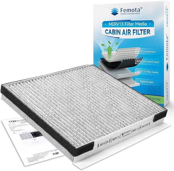 Lab Certified MERV 13 Cabin Air Filter with Activated Carbon, CF10735 (CP735) for Kia K900/Stinger/Telluride, Hyundai Equus/Genesis/Santa Fe, Genesis Electricfied G80/G70/G80/GV70