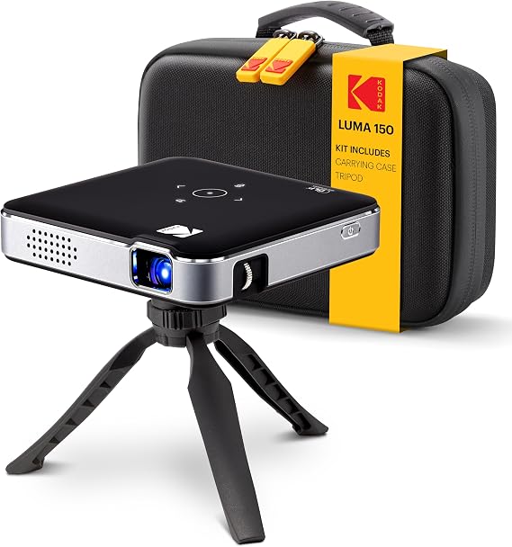 KODAK Luma 150 Wireless Mini Pico Projector - Black, Standard Kit - 120-Inch Projection - Mini Projector - Miracast & AirPlay - Portable Unit - 2.5-Hour Battery Life - Battery-Powered Device