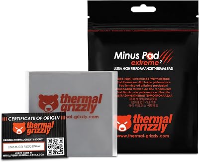 Thermal Grizzly Minus Pad Extreme 2 - High Performance Thermal Pad 100x100x2.0 mm - Superior Thermal Conductivity, Non-Hardening - Ideal for GPU, SSD, RAM, Game Consoles