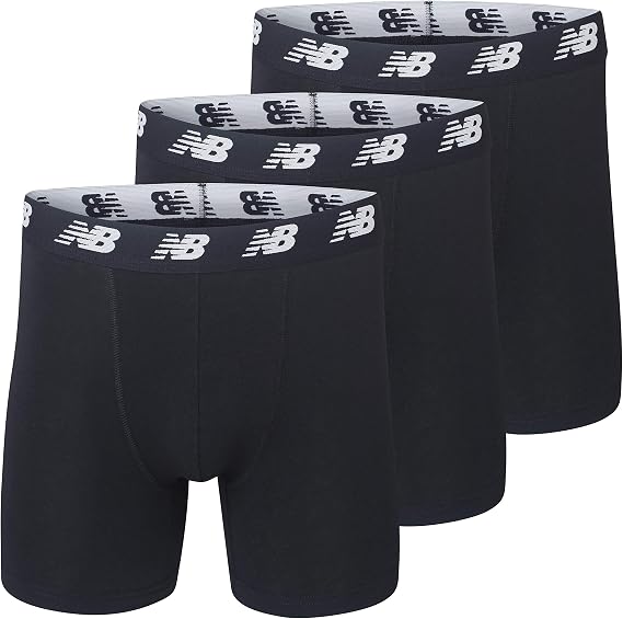 New Balance Men's Velocity Cotton Breathable Lightweight No Fly Boxer Briefs Underwear (3 Pack)