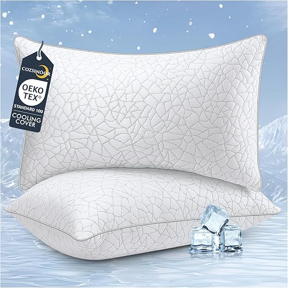 COZSINOOR Bed Pillows Queen Size - Premium Down Alternative Pillows Set of 2 for Side, Back, and Stomach Sleepers Cooling Hotel Quality Fluffy Soft Microfiber Fill Breathable Skin-Friendly