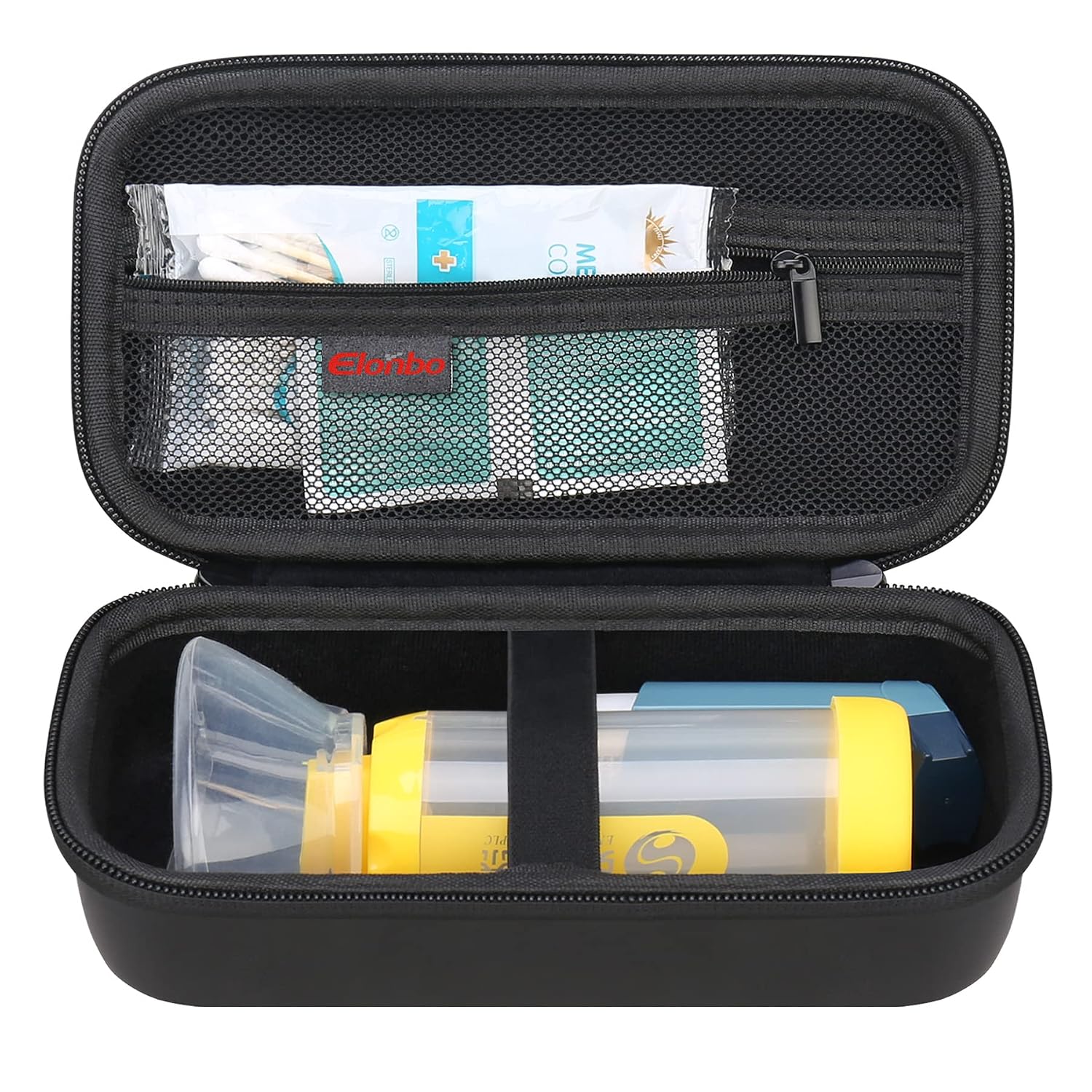 Elonbo Carrying Case Compatible with Asthma Inhaler Spacer for Kids and Adults, Ventolin Masks Inhaler Spacer Holder, Asthma Travel Organize Bag, Black CASE ONLY! Inhaler Spacer Not Included