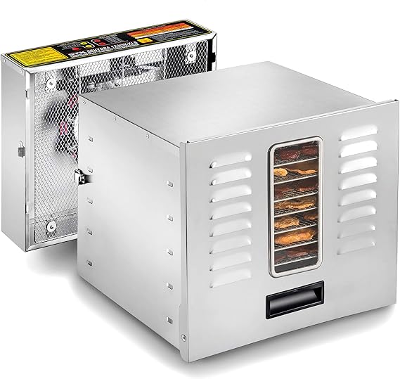 STX International Dehydra 1200W-XLS Food Dehydrator | Commercial Stainless Steel | Digital Controls | 10 Trays | 2 Food-Safe Mats | 1200 Watts | 97165F Temperature Range | 15-Hour Timer | Jerky Safe