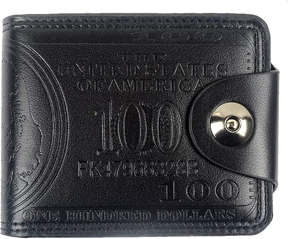 New Men's US Dollar Bill Money Bifold Wallet(Black-Small)