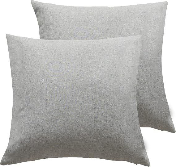 MINGPINHUIUS Outdoor Waterproof Cushion Cover, Pack of 2 Throw Pillow Covers Waterproof Garden Cushion Case Linen Square Pillow Cases for Patio Tent Balcony Couch Sofa, 18"x18"(45x45cm) - Grey