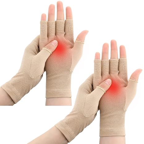 Woanger 1 Pair Compression Gloves Women Men 20-30 Mmhg Fingerless Seamless