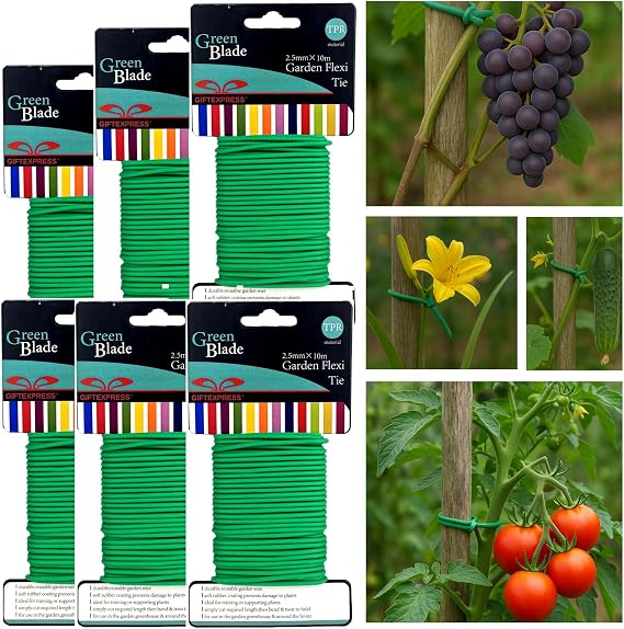 GiftExpress Pack of 6 Garden Soft Wire Tie, 32.8' ea. Garden Plant Tie, Light Duty Flexi Tie, Plant Twist Ties