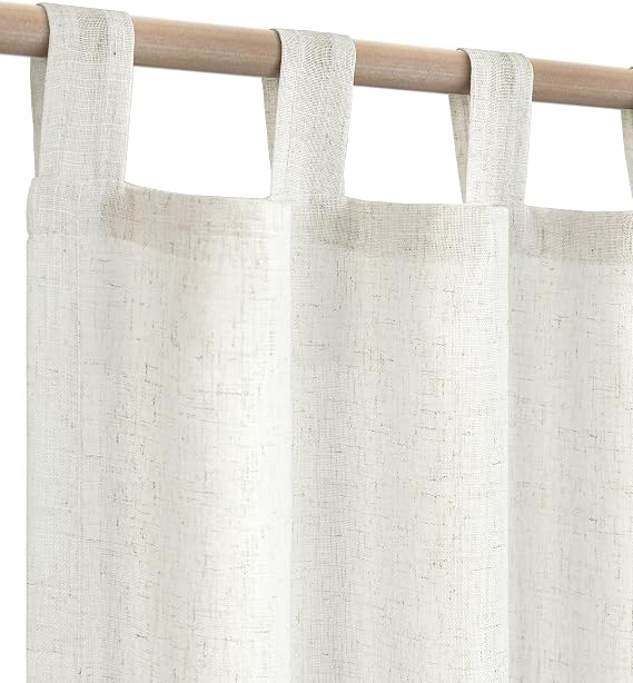 KOUFALL Living Room Curtains Drapes 96 Inches Long 2 Panels,Sheer Cream Linen Semi Light Filtering Boho Farmhouse 8FT Extra Long Curtains for Dining Room,96 Inch Length,Ivory Off White