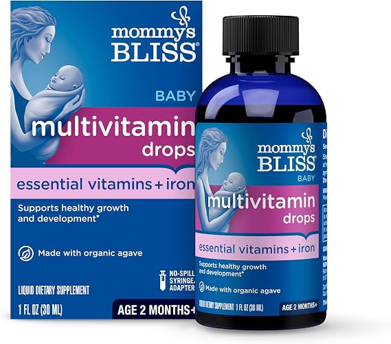 Mommy's Bliss Baby Multivitamin + Iron, Daily Essential Baby Vitamins for Immune Support, Healthy Growth & Bone Development, Age 2 Months+, 30 ml