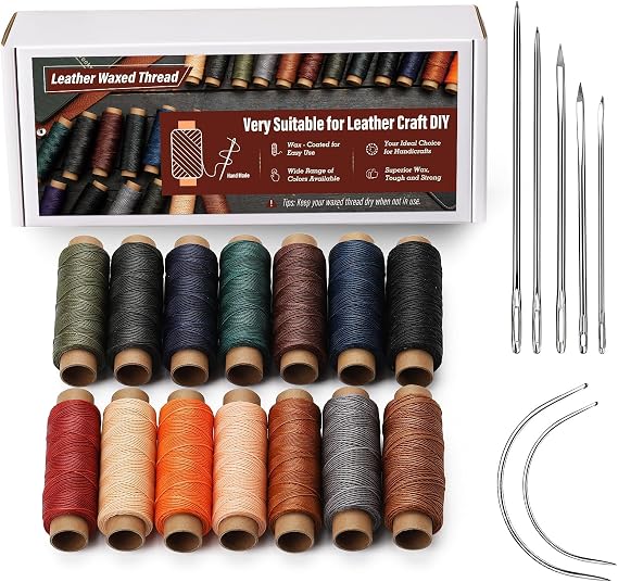 Waxed Thread 0.55mm Leather Thread for Stitching, Round Waxed Thread