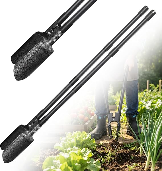 LLARGUEST Post Hole Digger,57 Inch Heavy Duty Metal Hole Digger Tool for Digging,Grey Manual Tool for Transplant, Camping,Gardening.