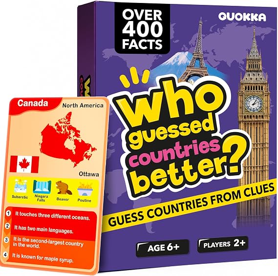Who Guess It Better Countries - Geography Learning Card Set, 50 Cards