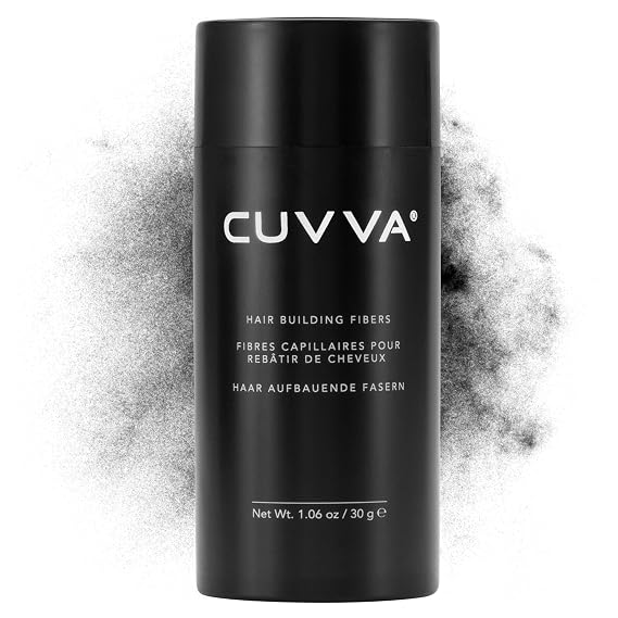 CUVVA Hair Building Fibers (30g) - Instantly Fill in Fine and Thinning Hair to Create a Thicker, Fuller Look - 14 Different Shades for Men & Women - Black