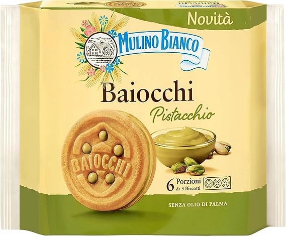 MULINO BIANCO Baiocchi Pistachio - Pistachio Filled Biscuits 168g