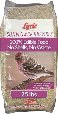 Lyric Sunflower Kernels Wild Bird Seed for Outside Feeders, No Waste Bird Food, Attracts Finches and More, 25 lb Bag