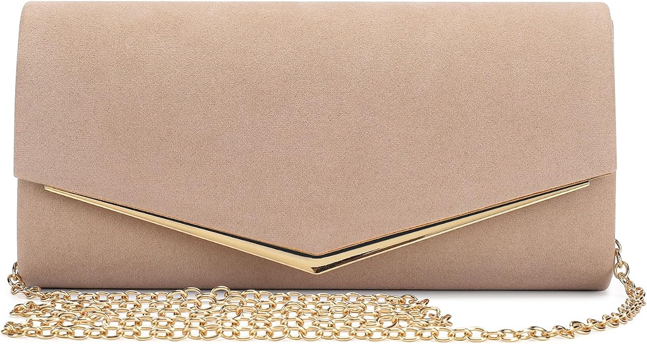 UBORSE Velvet Small Black Purse Evening Bag, Nude Purse Clutch for Women Wedding Party