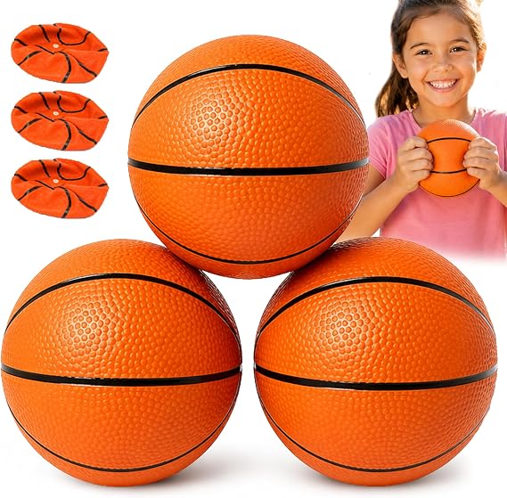Botabee 5-Inch Mini Basketball Balls Set of 3 - Ideally Sized for Boys, Toddlers - Indoor and Outdoor Pool Basketball for Mini Hoops - Exciting Over the Door Ball Games - Orange and Black