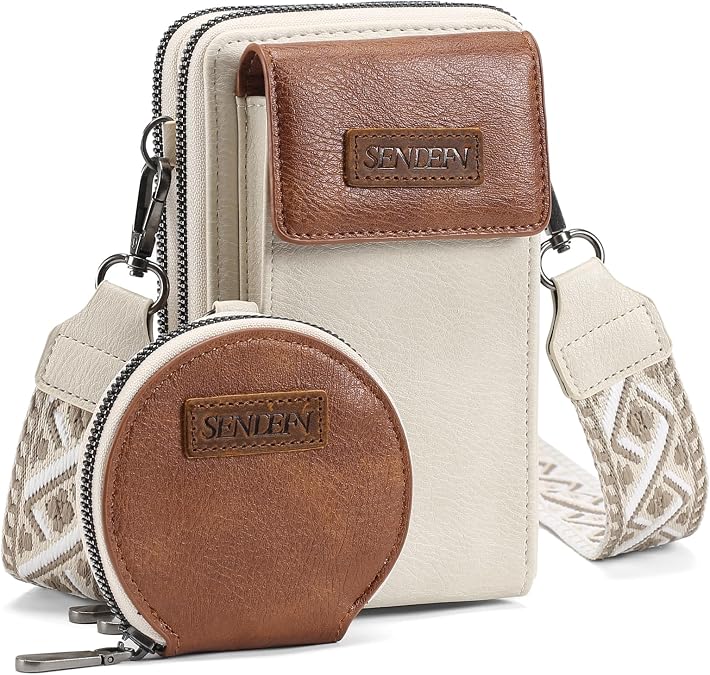 SENDEFN Small Crossbody Cell Phone Purse for Women, Vegan Leather Small Crossbody Bag Wallet Purse Coin Pouch