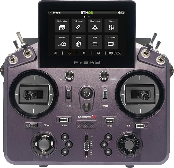 FrSky Tandem X20R Dual-Band 2.4G/900M Transmitter Long-Range RF Link with Telemetry TD-ISRM Module 24CH Touchscreen ETHOS System for RC Fixed-Wing and FPV (Slate Gray)