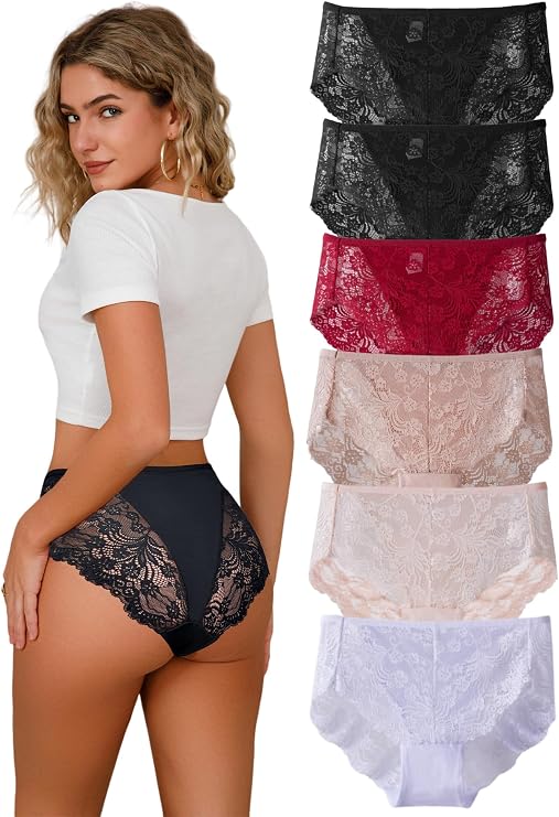 Women Knickers Lace Underwear High Waist Briefs Full Coverage Ladies Panty
