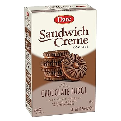 Dare Chocolate Fudge Sandwich Creme Cookies, Plant Based, Kosher, 10.20 Ounces Pack Of 12