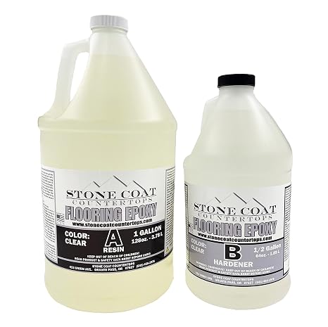 Flooring Epoxy 1.5 Gallon Kit (Stone Coat Countertops) Floor Epoxy Resin Covers 100 Square Feet! Use on Garage Floors, Kitchens, Bathrooms! Durable and Scratch Resistant!